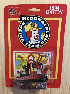 Racing Champions 1994 McDonald's Racing Ronald McDonald F/C Dragster com cartão novo na caixa - Imagem 1 de 4