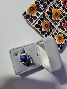 Brighton COLOR CLIQUE Silver Ring, Interchangeable Blue Stone, NWT, Size 5