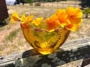 WONDERFUL Fire & Light Recycled Art Glass Thick Wall Oval Bowl Vase Citrus - Picture 1 of 8
