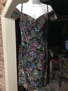 Vintage Mike Benet Formals Elegant Floral Print Evening Cocktail Dress Size 10 - Foto 1 di 12