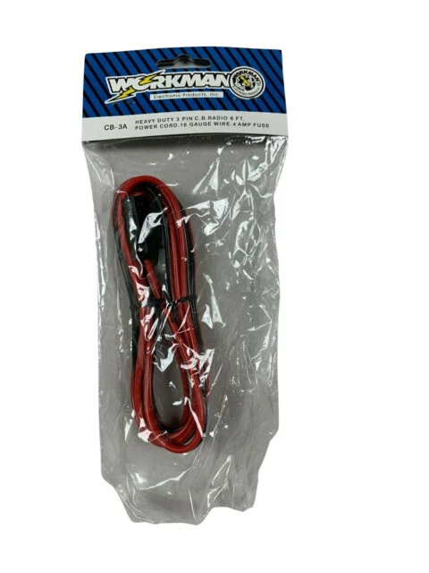 Workman CB3A Power Cord - Black/Red