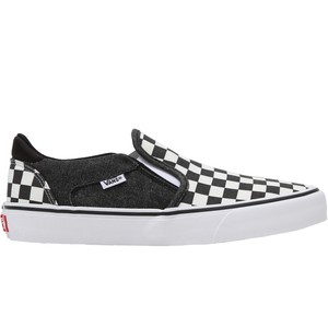 vans grey checkered slip ons