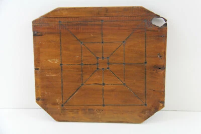 ANTIQUE PRIMITIVE GAME BOARD WOOD KNOT NEW ENGLAND FARM ESTATE FIND LINES HOLES - Image 1 of 4