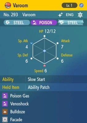 POKÉMON Pokemon Scarlet and Violet 6iv Shiny Max EV Varoom