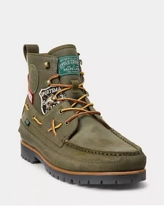 POLO RALPH LAUREN Men's Ranger Mid Suede &Twill Patch Work Boot Olive US 8D $228 - Picture 1 of 6