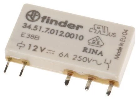 Relais ultra-fin Finder électromagnétique (EMR) 12 V DC sensible, 1 CO, 6 A - Photo 1/1