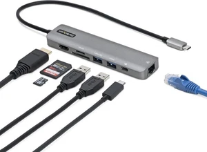 StarTech.com USB-C Multiport Adapter Hub, USB-C to 4K 60Hz HDMI Gigabit Ethernet - Picture 1 of 3