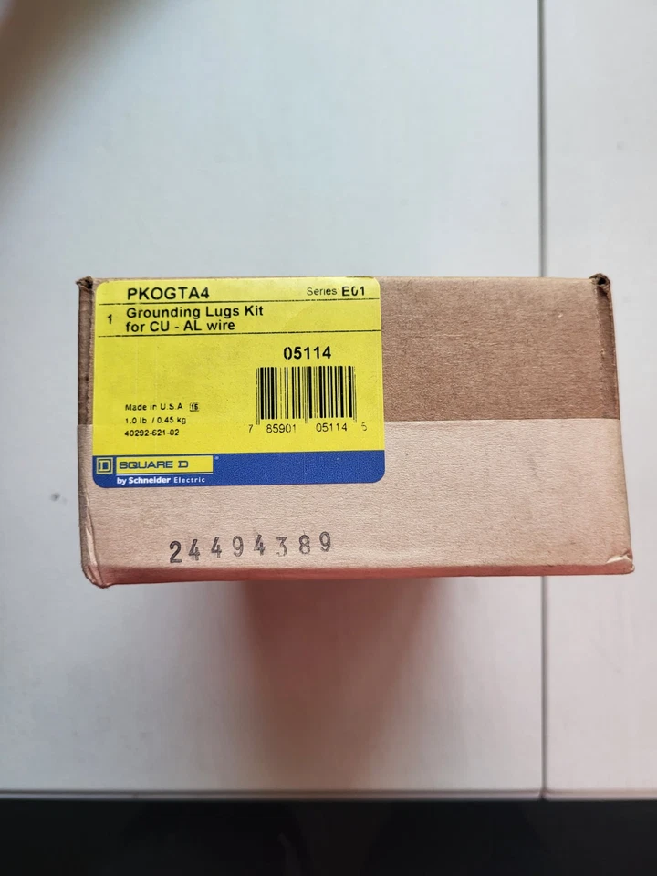 Square D PKOGTA4 Series E01 4 Terminal Grounding Lug Kit for CU - AL Wire - Image 1 of 3