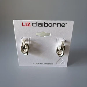 Pendientes colgantes Liz Claiborne Doorknocker plata 🩶🆕 - Imagen 1 de 3