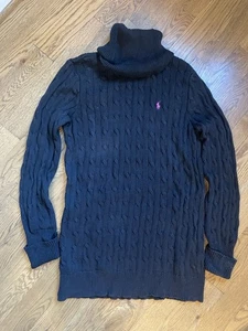 Ralph Lauren Sport Zopfmuster Rollkragen Pullover Kleid Damen Large Vintage Y2K - Bild 1 von 7