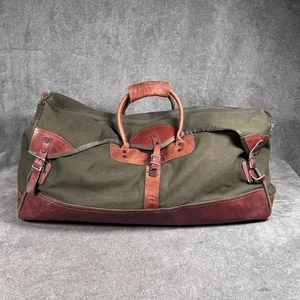 Bolso de Lona Orvis Battenkill Cuero Lona Verde De Colección 28" Viaje Caza - Imagen 1 de 18
