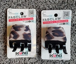 Lot Of 2 Scrunci Fabclaw Fabric Covered Claw Clips Leopard Print - Picture 1 of 3