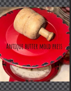 VTG Primitive HAND CARVED WOOD  Round Butter Mold Press - Picture 1 of 15