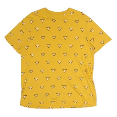 Camiseta gráfica masculina GUESS amarela algodão manga curta logotipo gola redonda por toda parte - Imagem 1 de 4