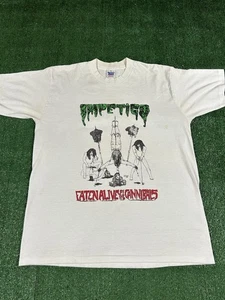 Vintage 1990 Impetigo Ultimo Mondo Cannibale "Eaten Alive" T-Shirt L signiert 90s - Bild 1 von 10