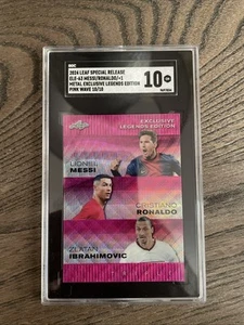 2024 Leaf Special Rel. Ele-63 Messi/Ronaldo/Zlatan. Metal Excl. Pink Wave 10/10 - Picture 1 of 2