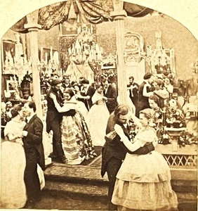 stereoview photo foto stereo dance dancers ballroom 2nd Empire France ca 1860 - Picture 1 of 3