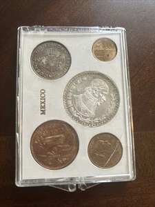 Mexico 1965 Uncirculated 5 coins Mint Set With 1 Peso Silver Coin - Picture 1 of 9