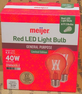 2 Pack LED 40W dimmable Red light A19 5000 hours Christmas Bulb NEW BXS - Picture 1 of 1