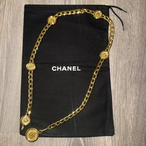 100% Authentic CHANEL Used CC Logos Coin Chain Belt Gold Plated Vintage #CY156 S - Picture 1 of 4