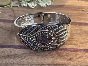 Orologio nascosto Victoria Wieck Beverly Hills bracciale cristallo piuma di pavone - Foto 1 di 7