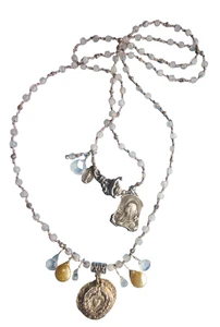 Silver Heart Pendant Moonstone Healing Crystal Necklace by Peasant Princess - Picture 1 of 16