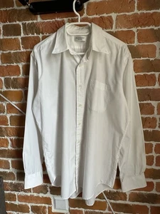 Vintage Yves Saint Laurent YSL Paris White Longsleeve Luxury Button Blank Shirt - Picture 1 of 4