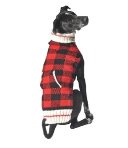 Red Flannel Christmas Dog Sweater Chilly Dog Wool Dog Sweater - Large - NWT - Picture 1 of 11