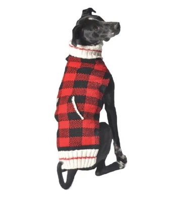 Red Flannel Christmas Dog Sweater Chilly Dog Wool Dog Sweater - Large - NWT - Image 1 of 4