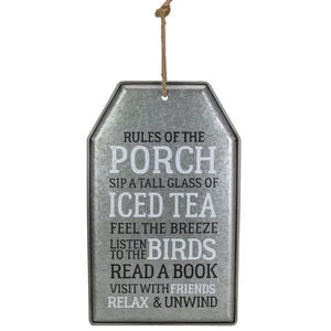 Tii Collections 16 Distressed Metal Rules of the Porch Hanging Wall Decor - Picture 1 of 4