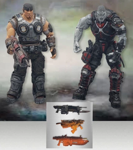 Gears of War Marcus Fenix & Locust Drone Action Figures Extra Weapons Epic Games Cover
