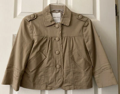 Walter cropped Boxy Short jacket buttondown Cotton coat khaki light brown size2 - Image 1 of 4