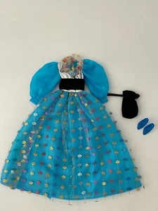 Vintage 1997 Barbie Starlight Splendor Blue Multicolor Gown w/ Heels and Purse - Picture 1 of 5