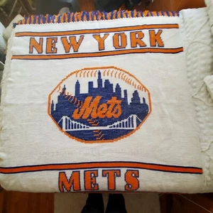 "New York Mets MLB Strick- und Kreuzstichüberwurf 63"" x 58"" - Bild 1 von 6