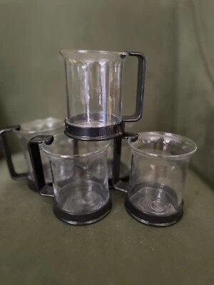 Juego de 4 tazas de bistró BODUM 5 OZ de colección tazas de vidrio mango negro + CREMA Foto 1 de 4