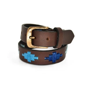 Kids Embroidered Belt Gaucho Polo Leather Argentinian Polo Belt Unisex - Picture 1 of 8