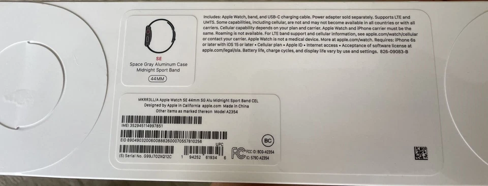 Apple Watch SE (GPS Cellular 44mm) Space Gray Aluminum/Midnight Band - MKRR3LL/A