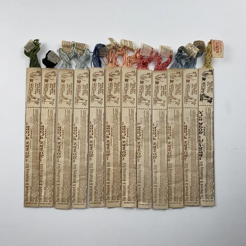 Antique Silk Treads Brained & Armstrong Roman Floss And Asiatic Rope Silk 12 pc Cover