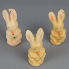 Peter Rabbit Easter Bunny Figural Candles lot of 3 Small 3 inches Vintage 1960s