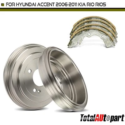 Brake Drums + Ceramic Brake Shoe for Hyundai Accent 2006-2011 Kia Rio Rio5 Rear - Image 1 of 4