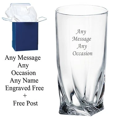 Personalised engraved highball glass gin birthday 65th, 70th, 75th, gift boxed