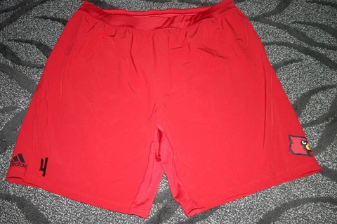 Louisville Cardinals Football team issued red Adidas shorts 2X #4 NEW Cover