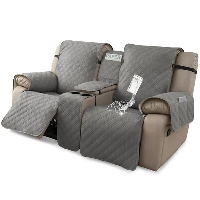 100% waterproof recliner cover double with center console, strap design， - Image 1 of 4