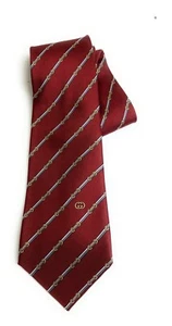 Gucci Silk Maroon Tie GG Logo Gold Maroon Striped 3.25”X55” Designer - Picture 1 of 2