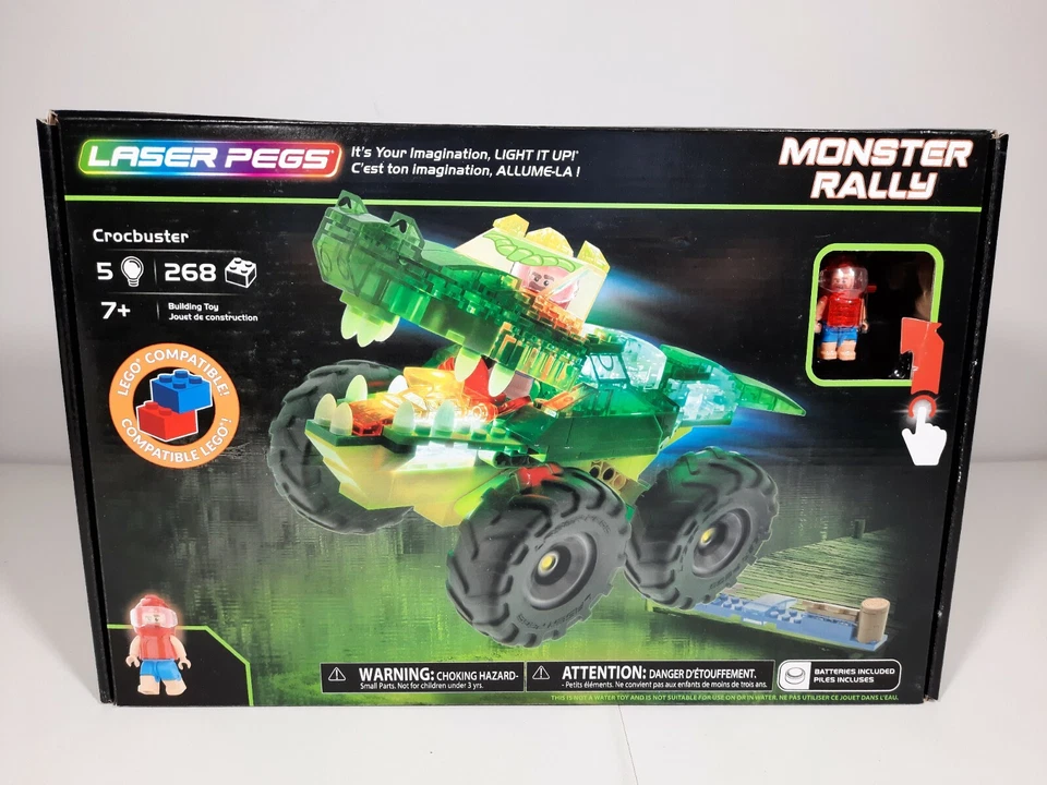 Laser Pegs Building Blocks Playset Crocbuster Monster Rally 268pc Kid Toy
