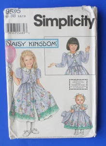 Simplicity 9595 Daisy Kingdom Child's + Doll Dress Sewing Pattern Sz 5 - 8 Uncut - Picture 1 of 6