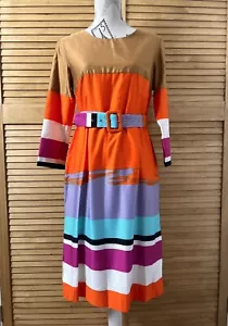 MARIMEKKO Guassi Colour Block Cotton Dress Belted Lined Size EUR 38/UK 10 - Picture 1 of 9