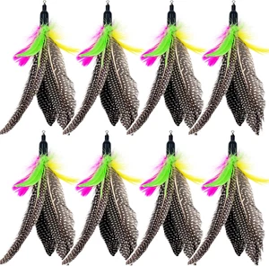 TIENAILING Cat Feather Toys Replacement Cat Wand Refill, 8 PCS Handmade Natur... - Picture 1 of 8