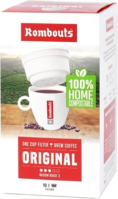 100 x Rombouts Original One Cup Filters Filter Coffee 10 x 10 = 100 Filters serv - image 1 of 4