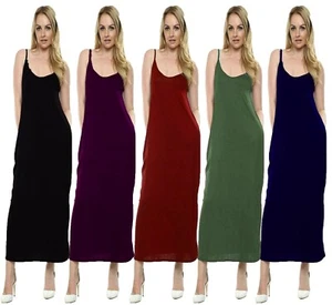 Maxi abito da donna donna casual estivo senza maniche cami con cinturino tasca sciolta  - Foto 1 di 9